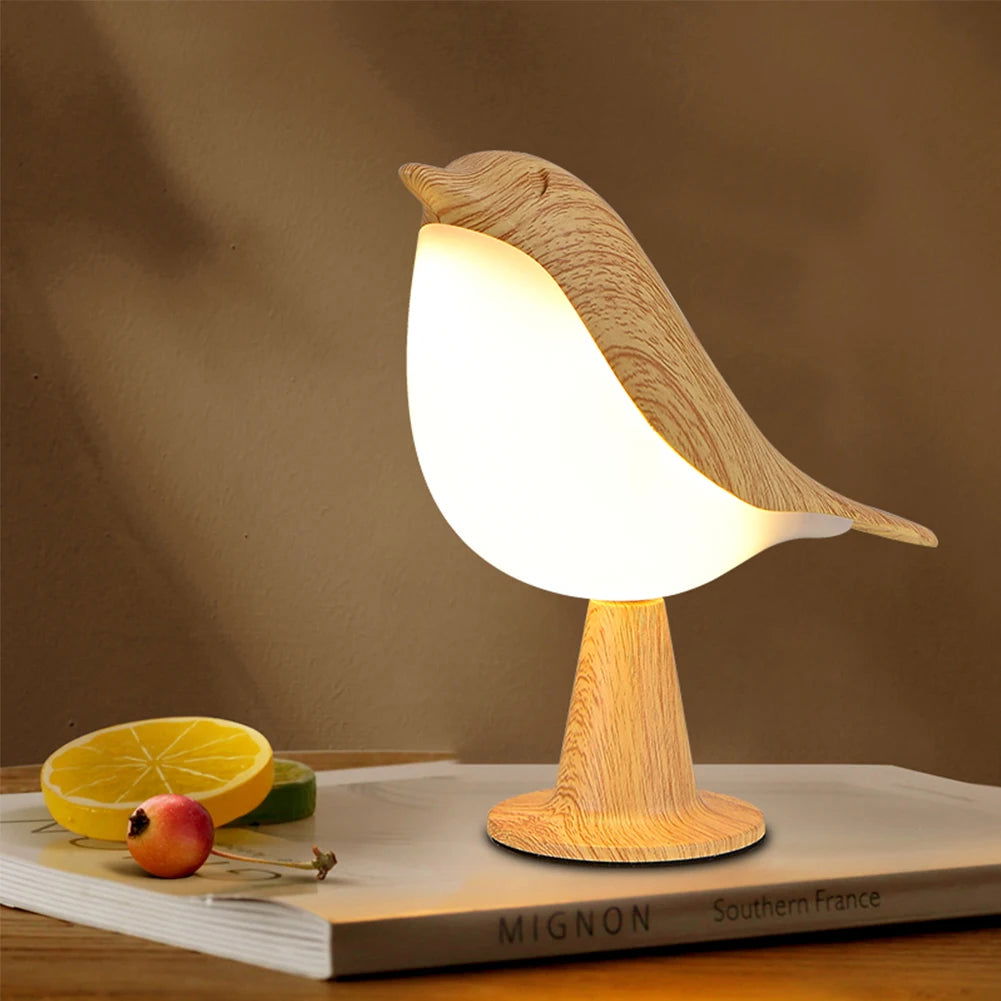 Modern Simple Magpie LED Bedside Lamp Small Cordless Wooden Bird Night Light Touch Control Bedroom Table Reading Lamp Home Decor - Slobuy