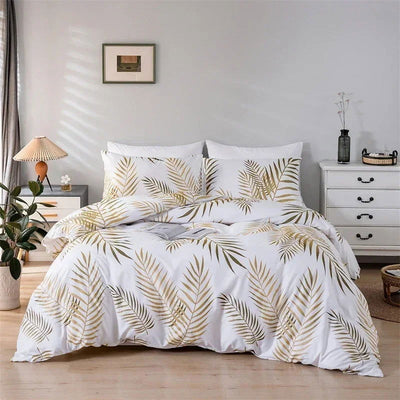Modern Style Gold Print Queen Duvet Cover Set Soft Comfortable Single Double Bedding Set Twin King Quilt Cover and 2 Pillowcases - Slobuy