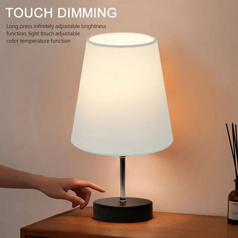 Modern Table Lamp DC5V Three Color Adjustable Temperature Linen Simple Bedside LED Desk Lamp For Bedroom Living Room Decoration - Slobuy