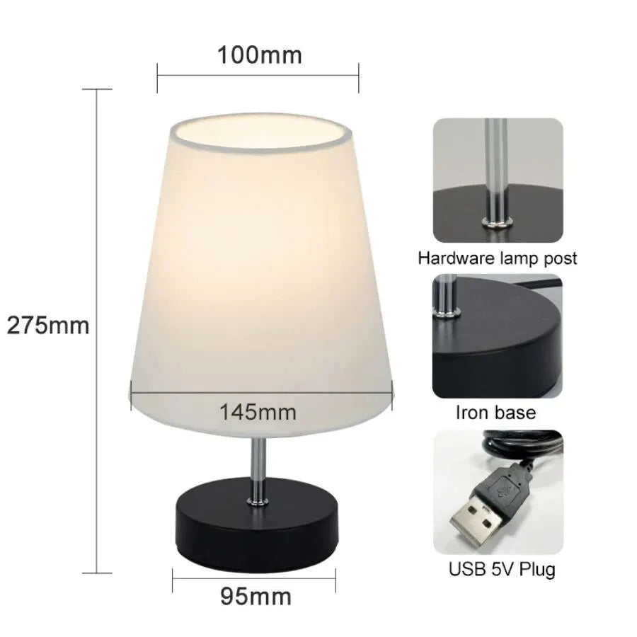 Modern Table Lamp DC5V Three Color Adjustable Temperature Linen Simple Bedside LED Desk Lamp For Bedroom Living Room Decoration - Slobuy