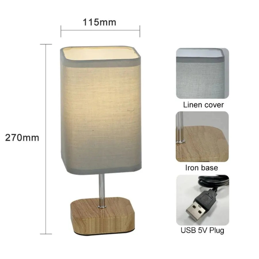 Modern Table Lamp DC5V Three Color Adjustable Temperature Linen Simple Bedside LED Desk Lamp For Bedroom Living Room Decoration - Slobuy