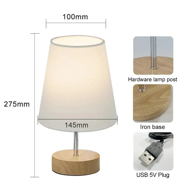 Modern Table Lamp DC5V Three Color Adjustable Temperature Linen Simple Bedside LED Desk Lamp For Bedroom Living Room Decoration - Slobuy