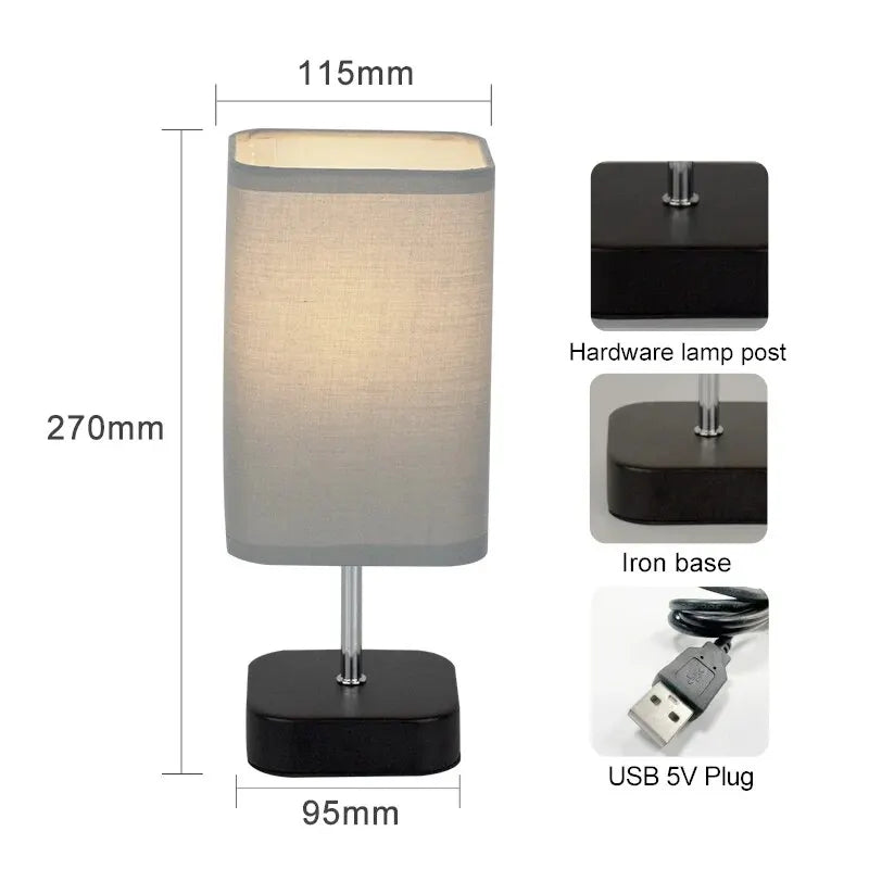 Modern Table Lamp DC5V Three Color Adjustable Temperature Linen Simple Bedside LED Desk Lamp For Bedroom Living Room Decoration - Slobuy