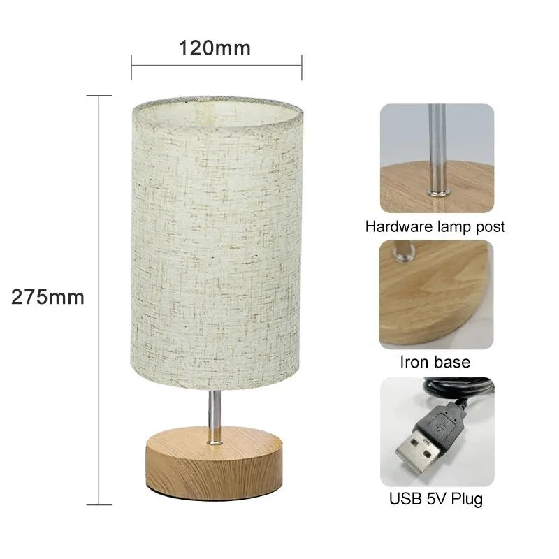 Modern Table Lamp DC5V Three Color Adjustable Temperature Linen Simple Bedside LED Desk Lamp For Bedroom Living Room Decoration - Slobuy