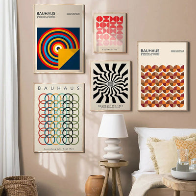 Modernist Bauhaus Geometric Canvas Poster Living Room Wall Art Retro Prints Mid Century Home Decorative Wall Art Painting - Slobuy