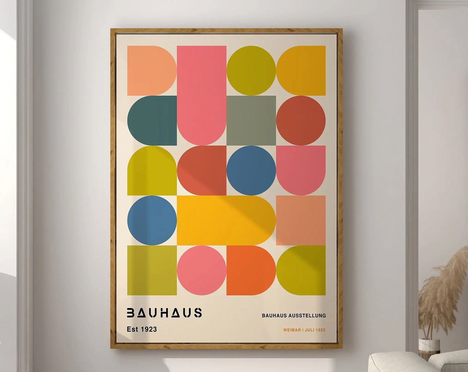 Modernist Bauhaus Geometric Canvas Poster Living Room Wall Art Retro Prints Mid Century Home Decorative Wall Art Painting - Slobuy