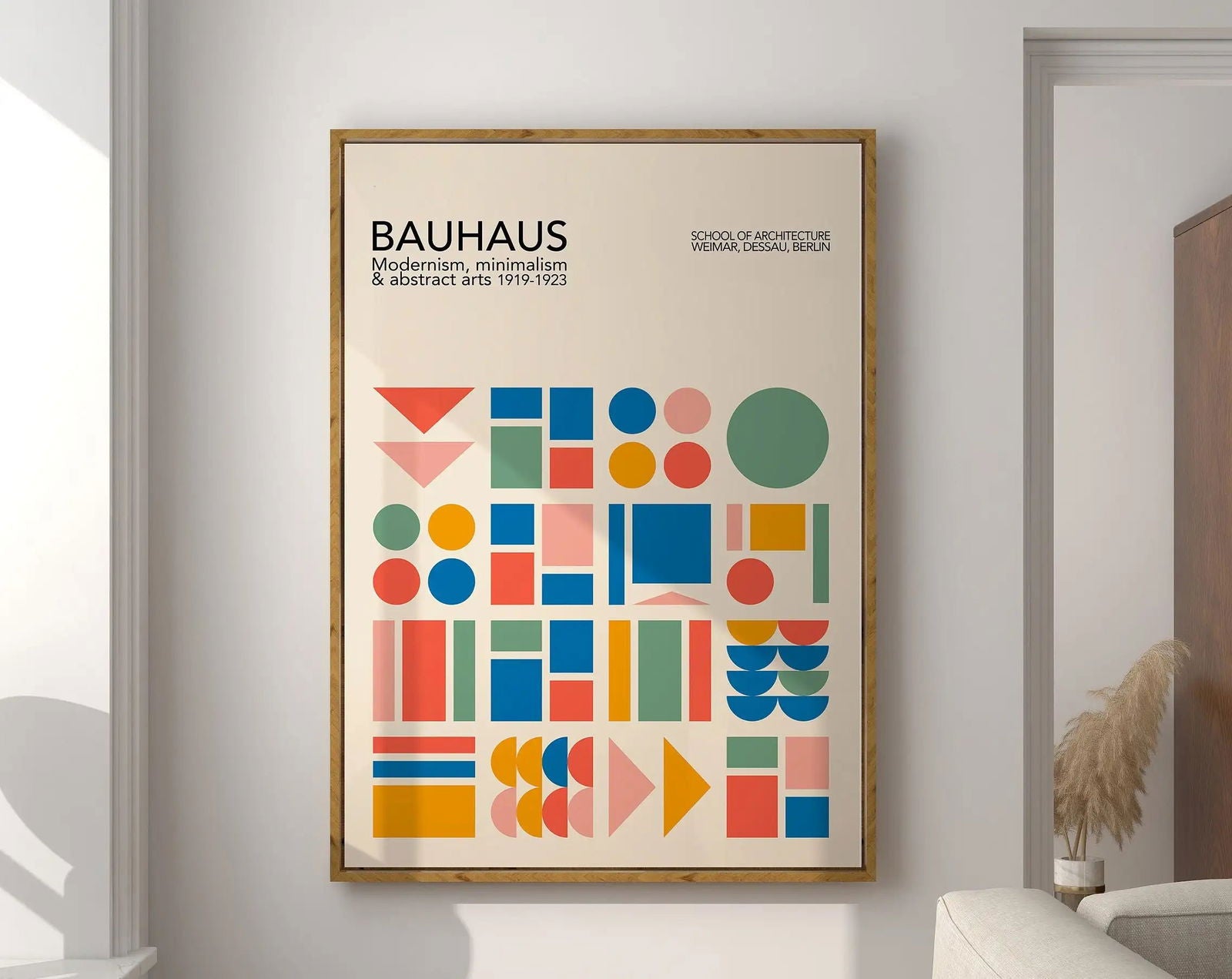 Modernist Bauhaus Geometric Canvas Poster Living Room Wall Art Retro Prints Mid Century Home Decorative Wall Art Painting - Slobuy