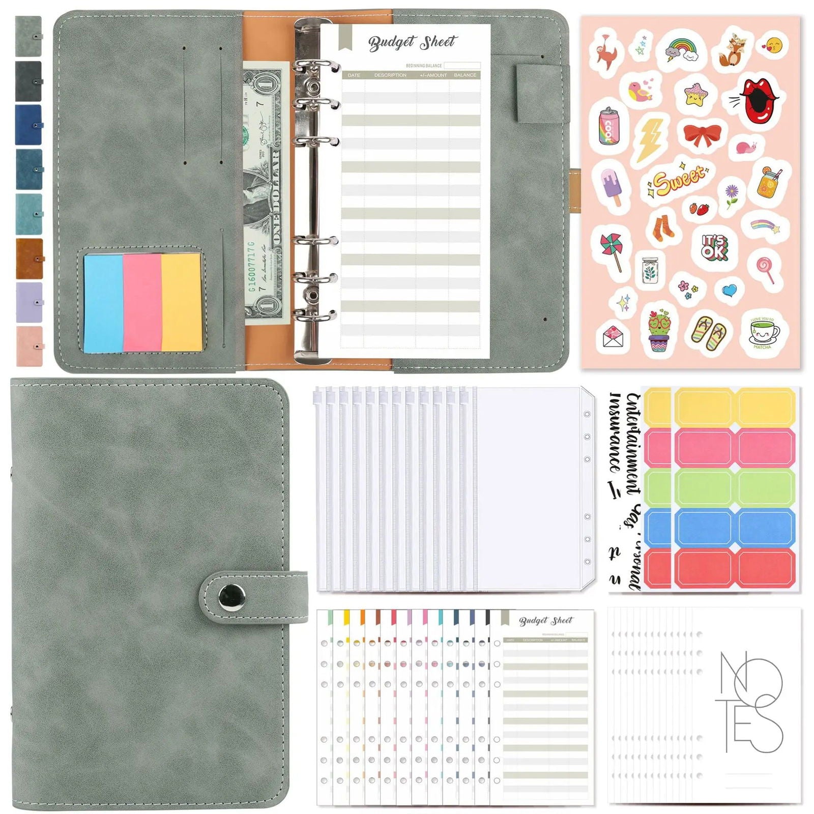 Money Budget Planner Binder With Zipper Envelopes, Cash Envelopes For Budgeting, Money Organizer For A6 Cash Budget Binder - Slobuy