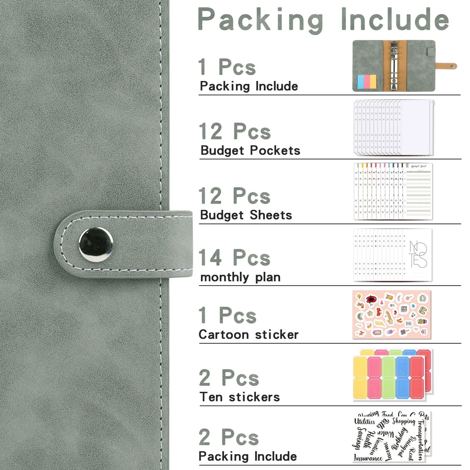 Money Budget Planner Binder With Zipper Envelopes, Cash Envelopes For Budgeting, Money Organizer For A6 Cash Budget Binder - Slobuy