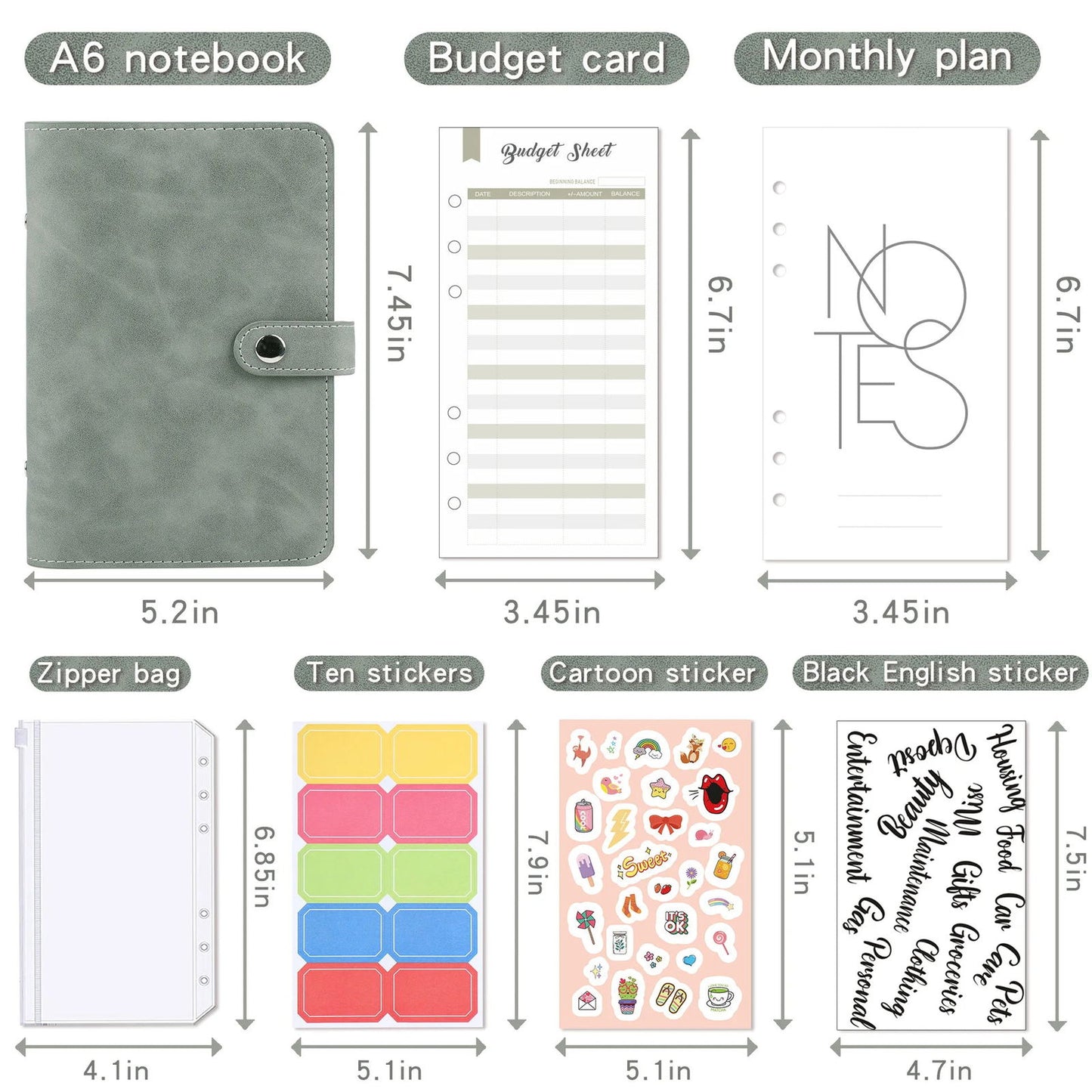 Money Budget Planner Binder With Zipper Envelopes, Cash Envelopes For Budgeting, Money Organizer For A6 Cash Budget Binder - Slobuy