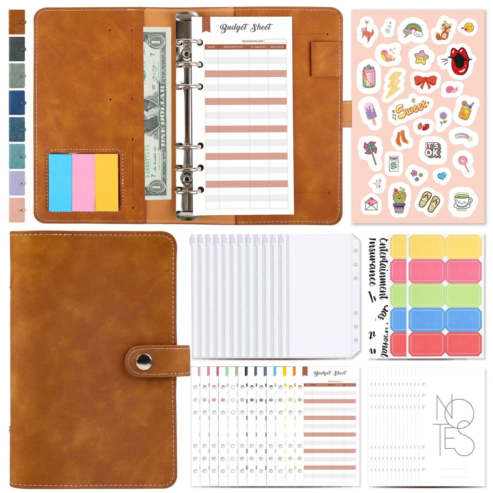 Money Budget Planner Binder With Zipper Envelopes, Cash Envelopes For Budgeting, Money Organizer For A6 Cash Budget Binder - Slobuy