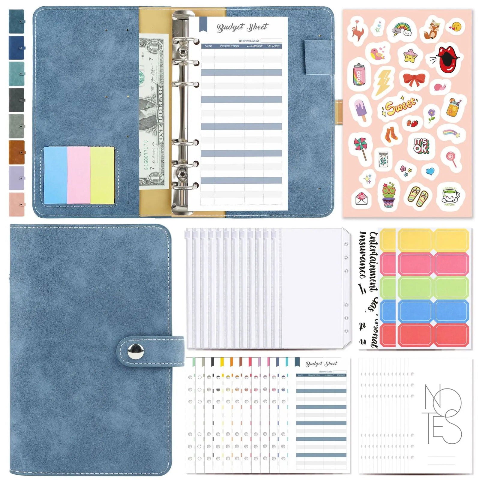 Money Budget Planner Binder With Zipper Envelopes, Cash Envelopes For Budgeting, Money Organizer For A6 Cash Budget Binder - Slobuy