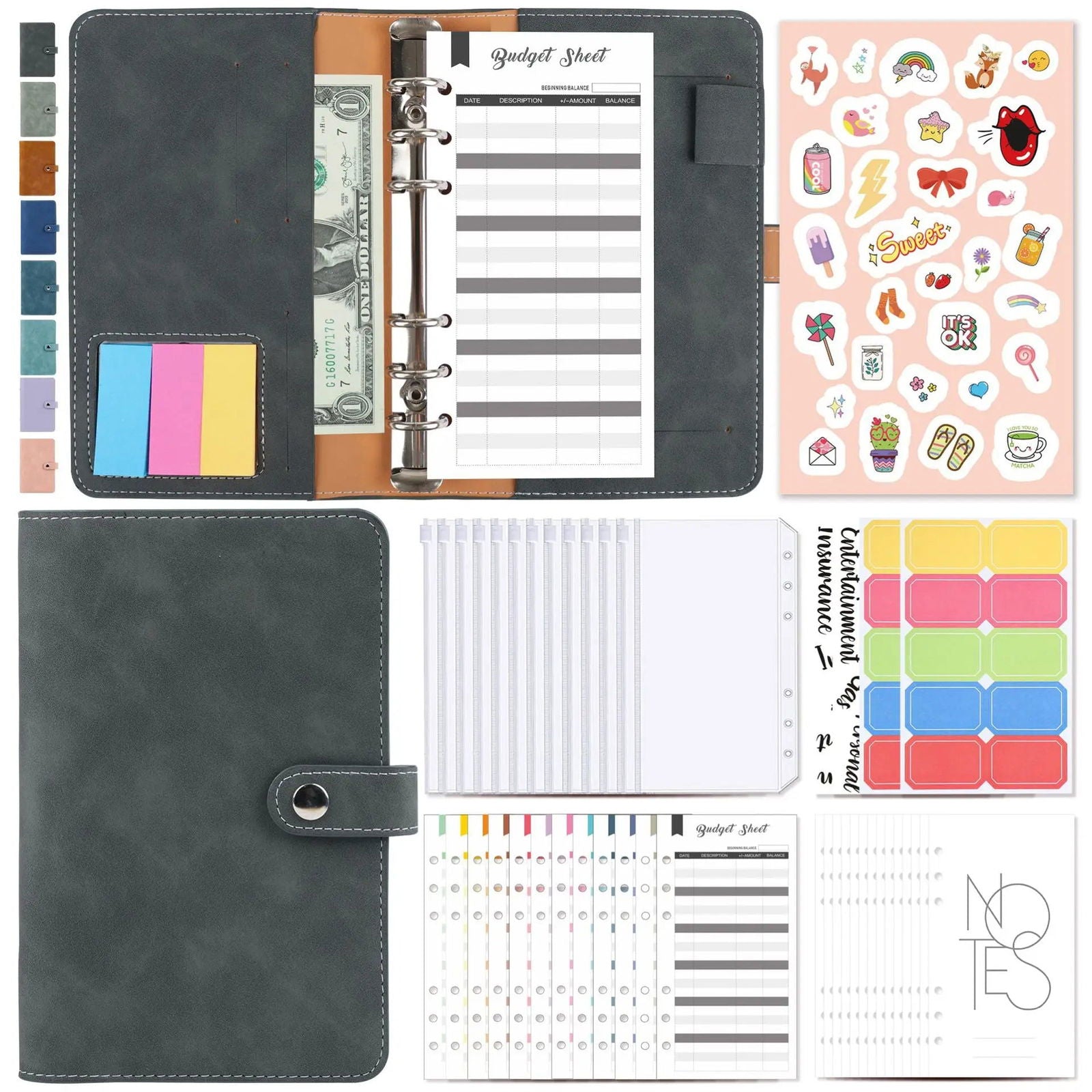 Money Budget Planner Binder With Zipper Envelopes, Cash Envelopes For Budgeting, Money Organizer For A6 Cash Budget Binder - Slobuy