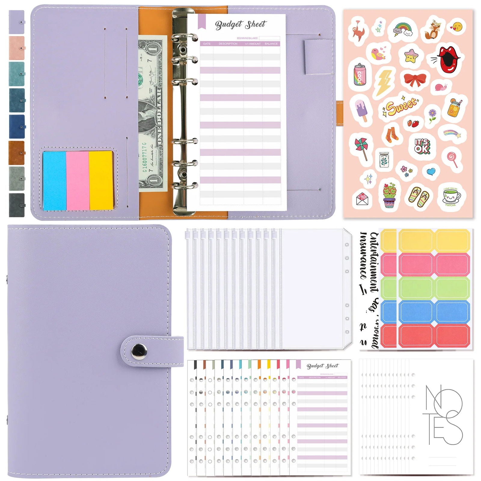 Money Budget Planner Binder With Zipper Envelopes, Cash Envelopes For Budgeting, Money Organizer For A6 Cash Budget Binder - Slobuy