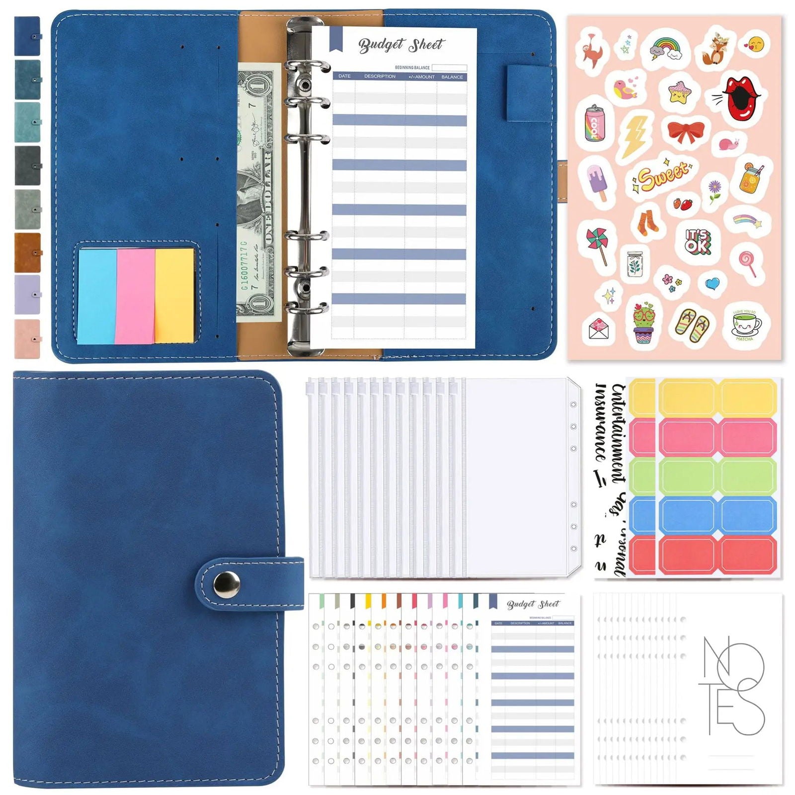 Money Budget Planner Binder With Zipper Envelopes, Cash Envelopes For Budgeting, Money Organizer For A6 Cash Budget Binder - Slobuy