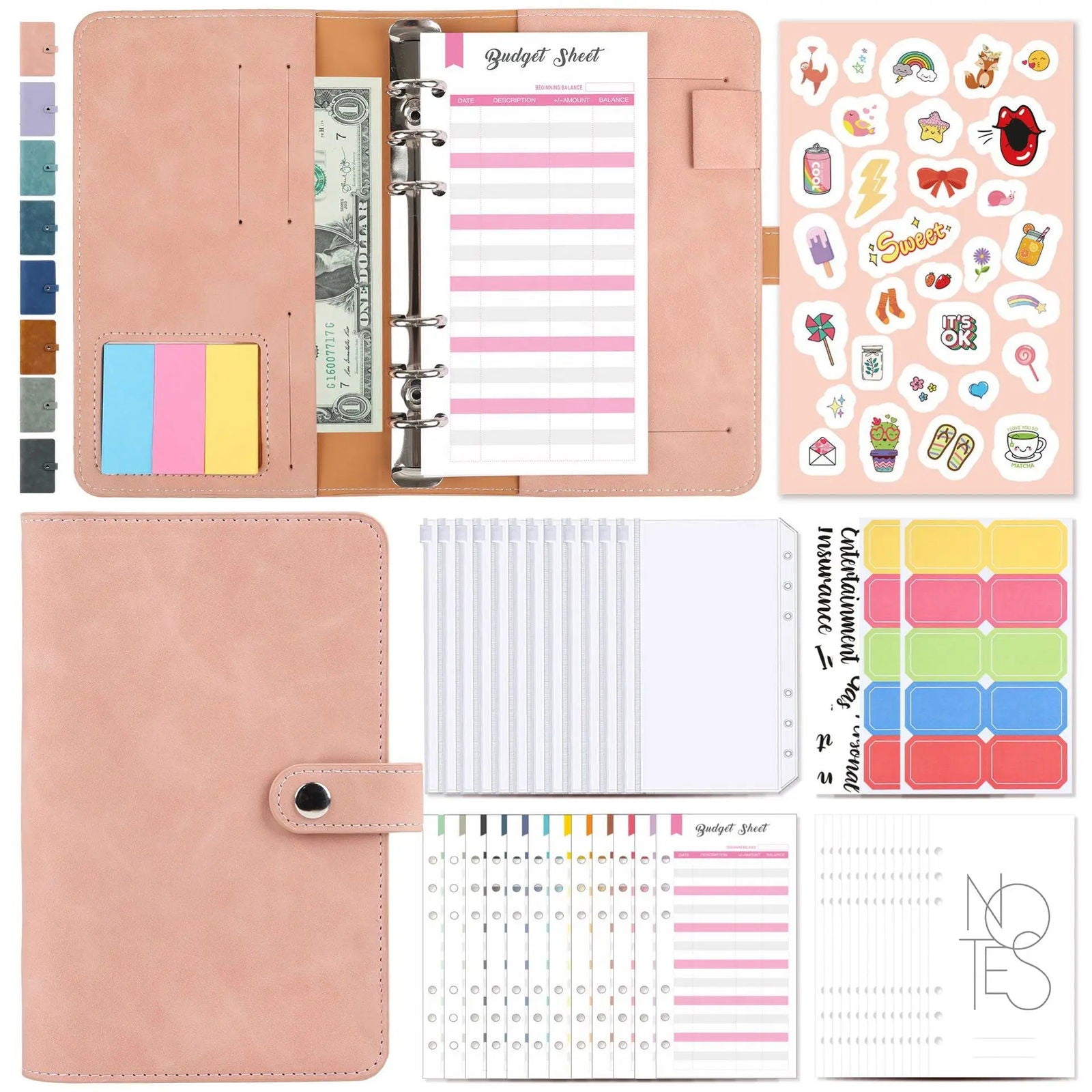 Money Budget Planner Binder With Zipper Envelopes, Cash Envelopes For Budgeting, Money Organizer For A6 Cash Budget Binder - Slobuy