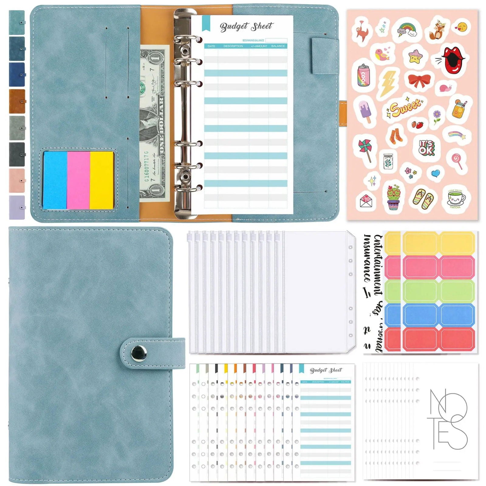 Money Budget Planner Binder With Zipper Envelopes, Cash Envelopes For Budgeting, Money Organizer For A6 Cash Budget Binder - Slobuy