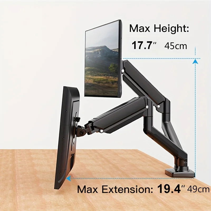 Monitor Stand for 13-32 inches Screens, Dual Monitor Mount Gas Spring, Dual Monitor Arm Full Motion Adjustable - Slobuy