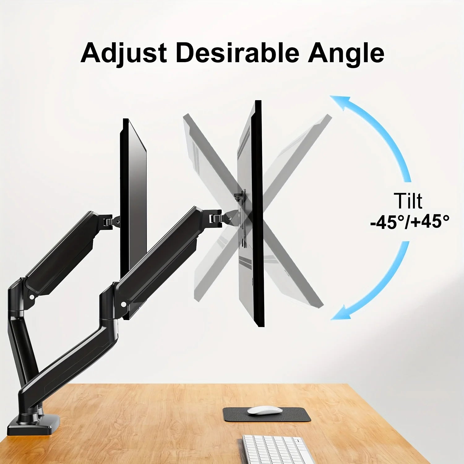 Monitor Stand for 13-32 inches Screens, Dual Monitor Mount Gas Spring, Dual Monitor Arm Full Motion Adjustable - Slobuy