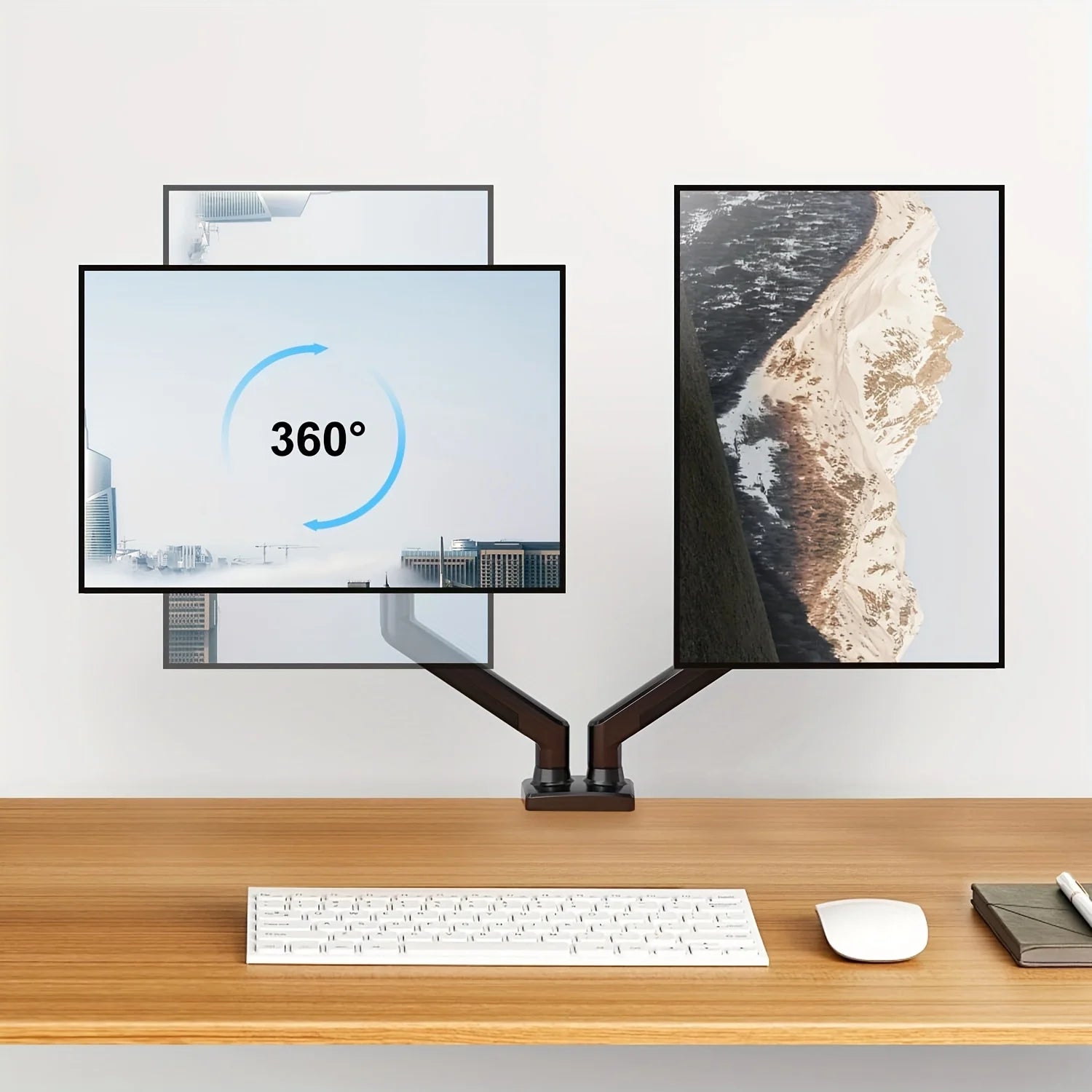 Monitor Stand for 13-32 inches Screens, Dual Monitor Mount Gas Spring, Dual Monitor Arm Full Motion Adjustable - Slobuy