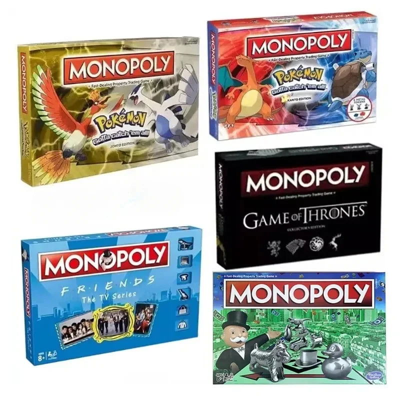 Monopoly Pokemon New All Series Friends Board Game of Thrones Puzzle Battle Hobby Casual Toy Kid Anime Family Collectible Gift - Slobuy