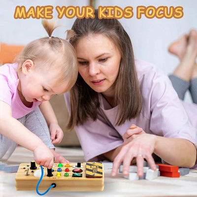 Montessori Busy Board Sensory Toys Wooden With LED Light Switch Control Board Travel Activities Children Games For 2-4 Years Old - Slobuy