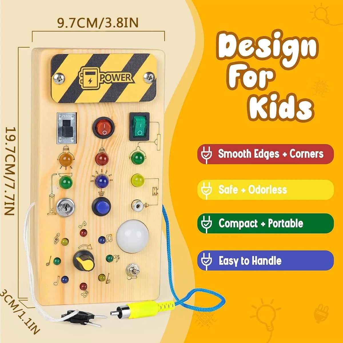 Montessori Busy Board Sensory Toys Wooden With LED Light Switch Control Board Travel Activities Children Games For 2-4 Years Old - Slobuy