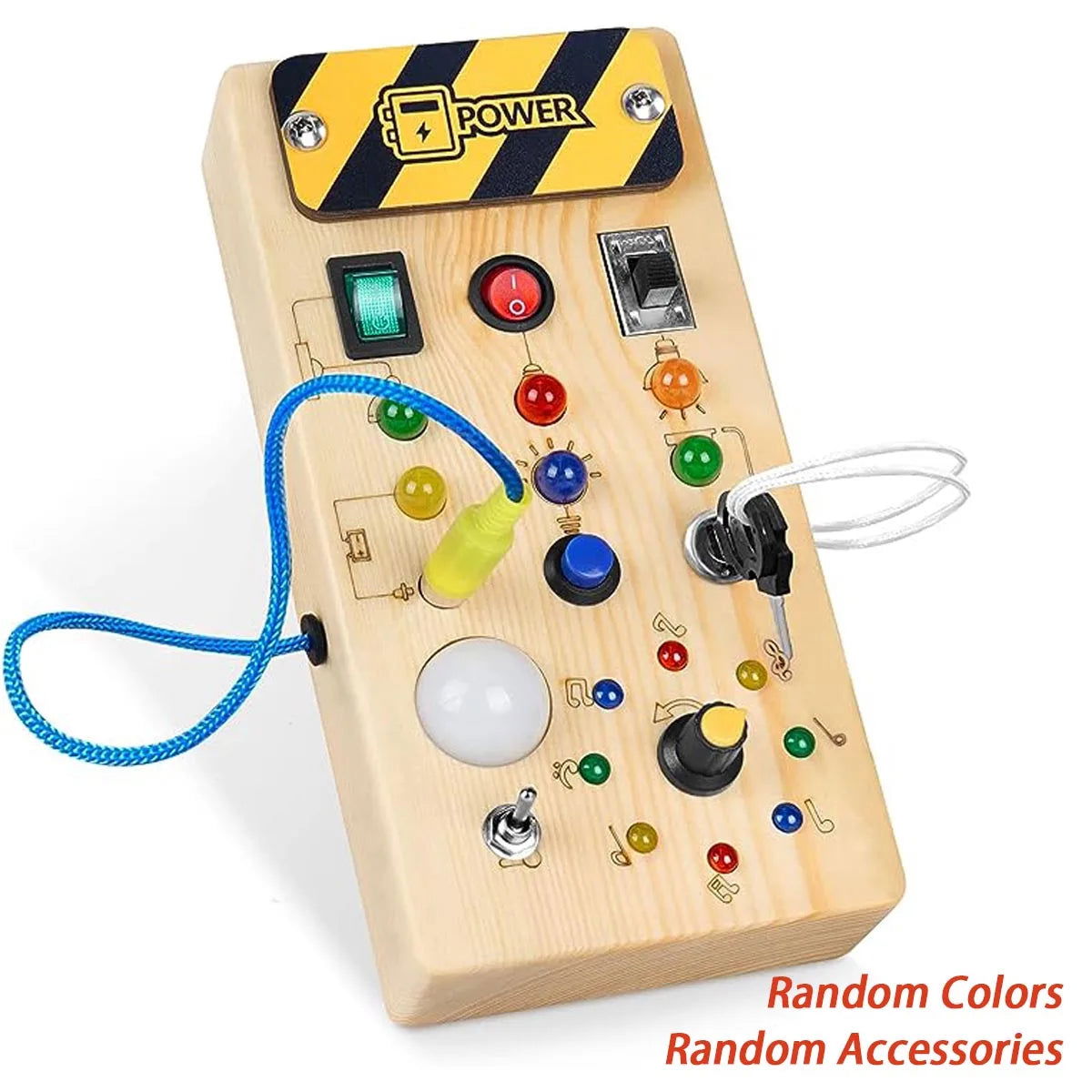 Montessori Busy Board Sensory Toys Wooden With LED Light Switch Control Board Travel Activities Children Games For 2-4 Years Old - Slobuy
