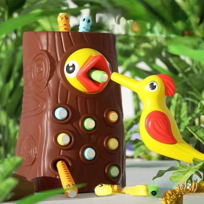 Montessori Educational Toys for Children Woodpecker Catch Worms Toy Toddler Kids Magnetic Games for Babi Development Busy Board - Slobuy