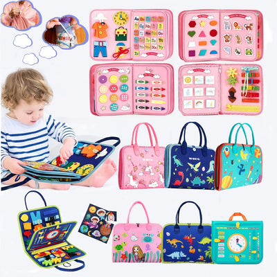Montessori Toddler Busy Board Educational Activity for Basic Dress Motor Skills Baby Learning Toys for Travel - Slobuy