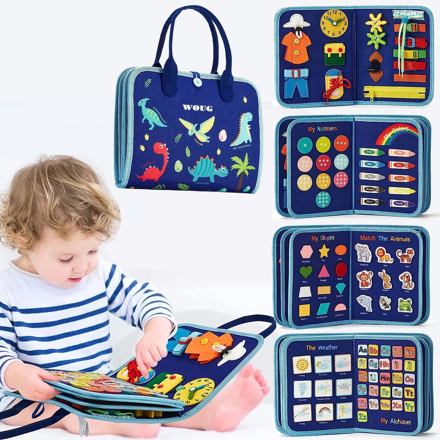 Montessori Toddler Busy Board Educational Activity for Basic Dress Motor Skills Baby Learning Toys for Travel - Slobuy