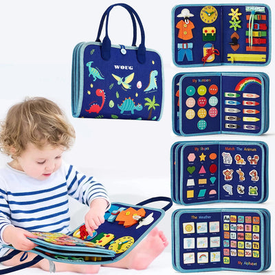 Montessori Toddler Busy Board Educational Activity for Basic Dress Motor Skills Baby Learning Toys for Travel - Slobuy