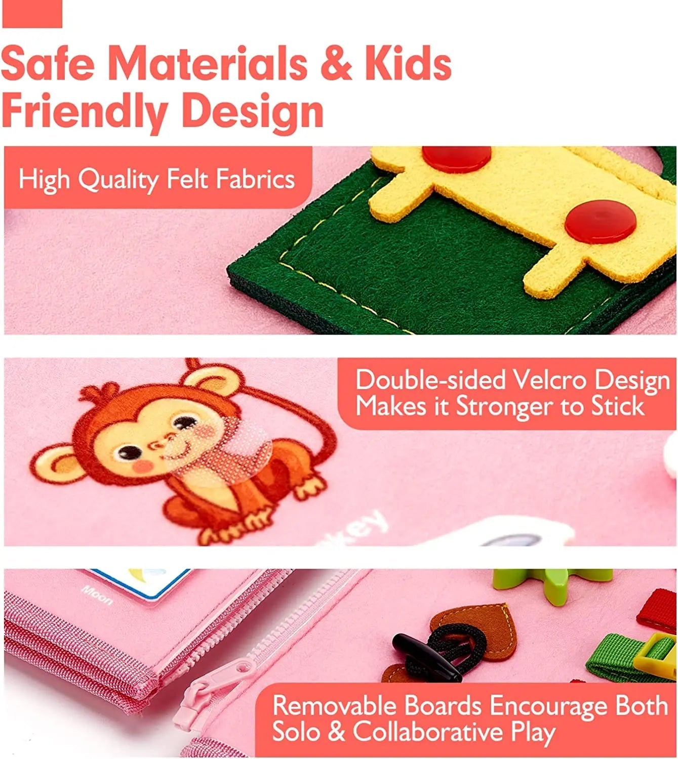 Montessori Toddler Busy Board Educational Activity for Basic Dress Motor Skills Baby Learning Toys for Travel - Slobuy