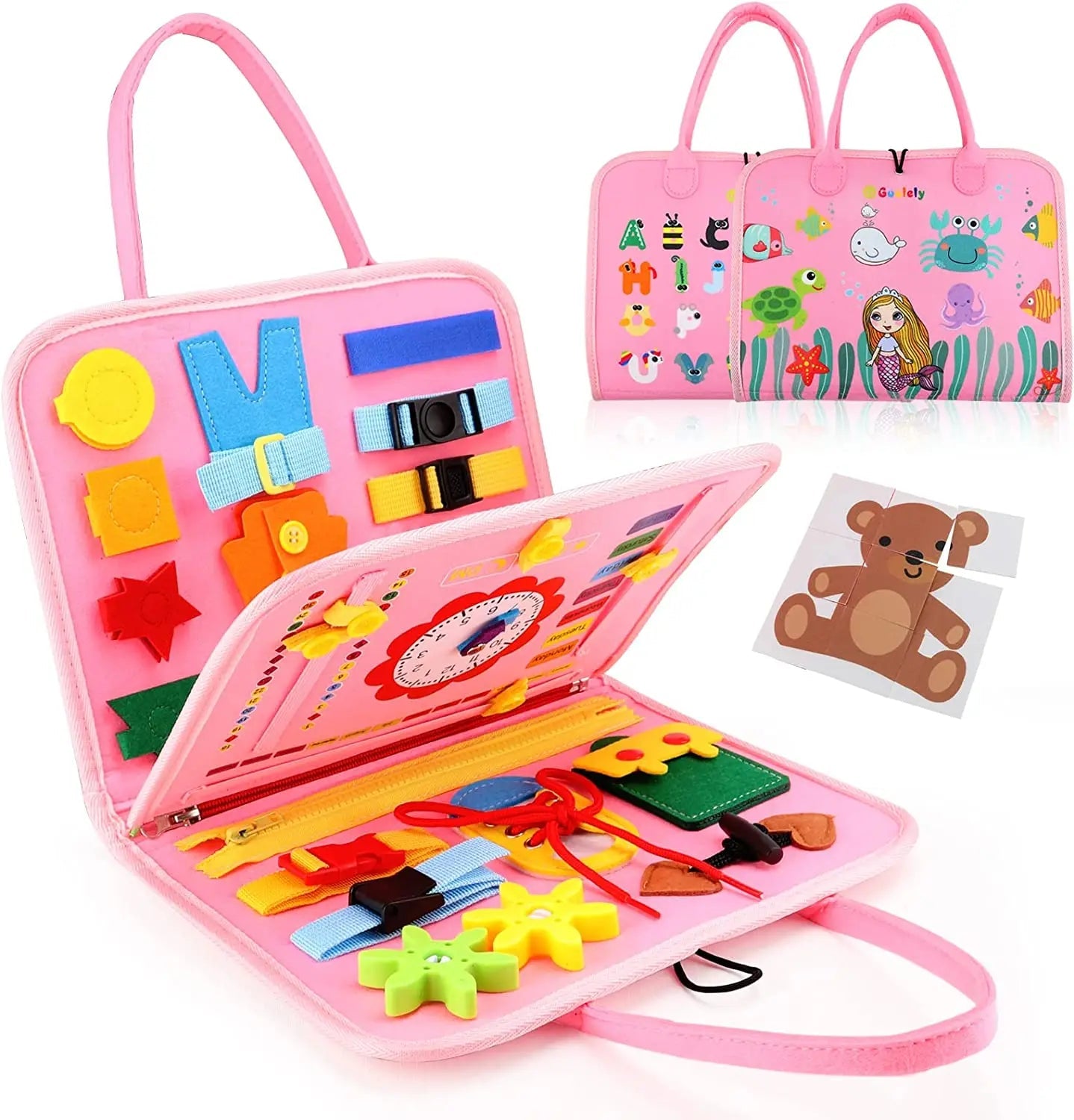 Montessori Toddler Busy Board Educational Activity for Basic Dress Motor Skills Baby Learning Toys for Travel - Slobuy
