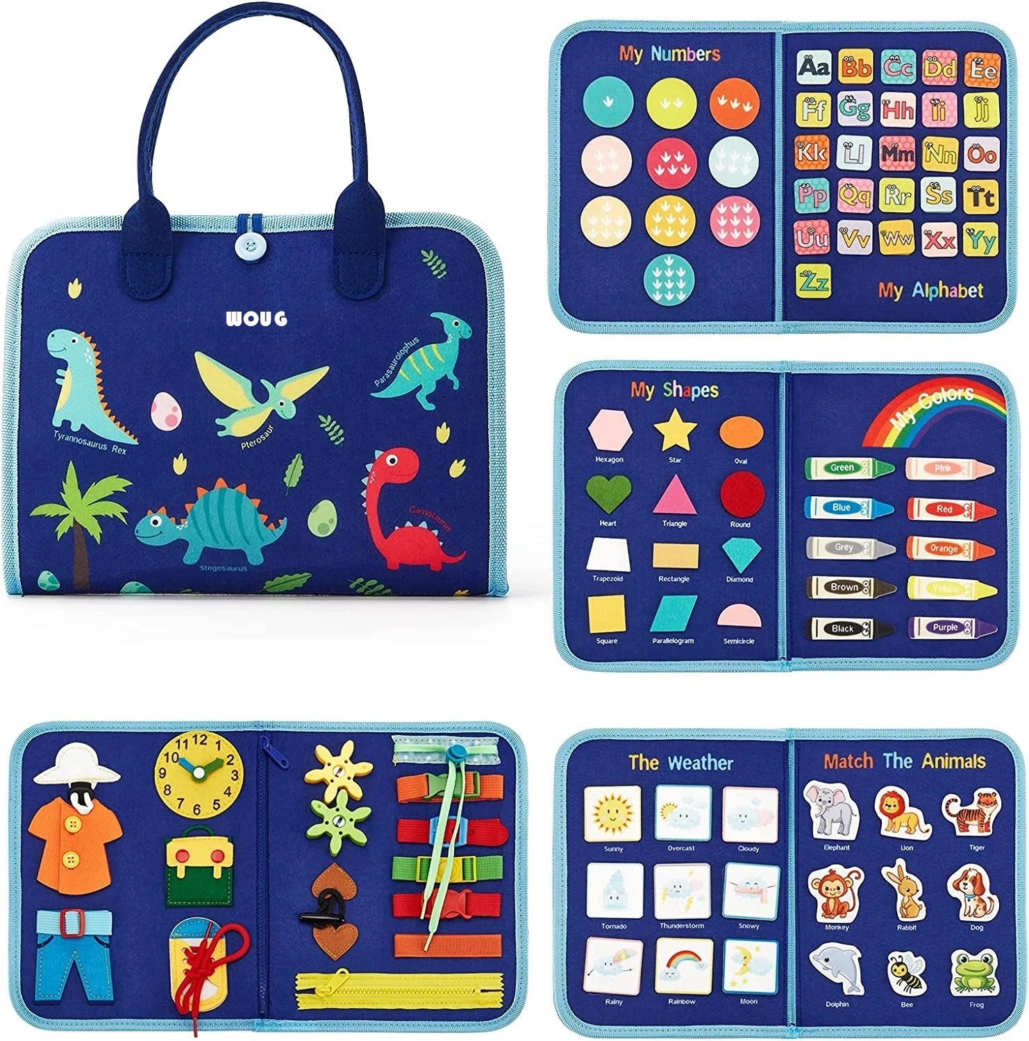 Montessori Toddler Busy Board Educational Activity for Basic Dress Motor Skills Baby Learning Toys for Travel - Slobuy