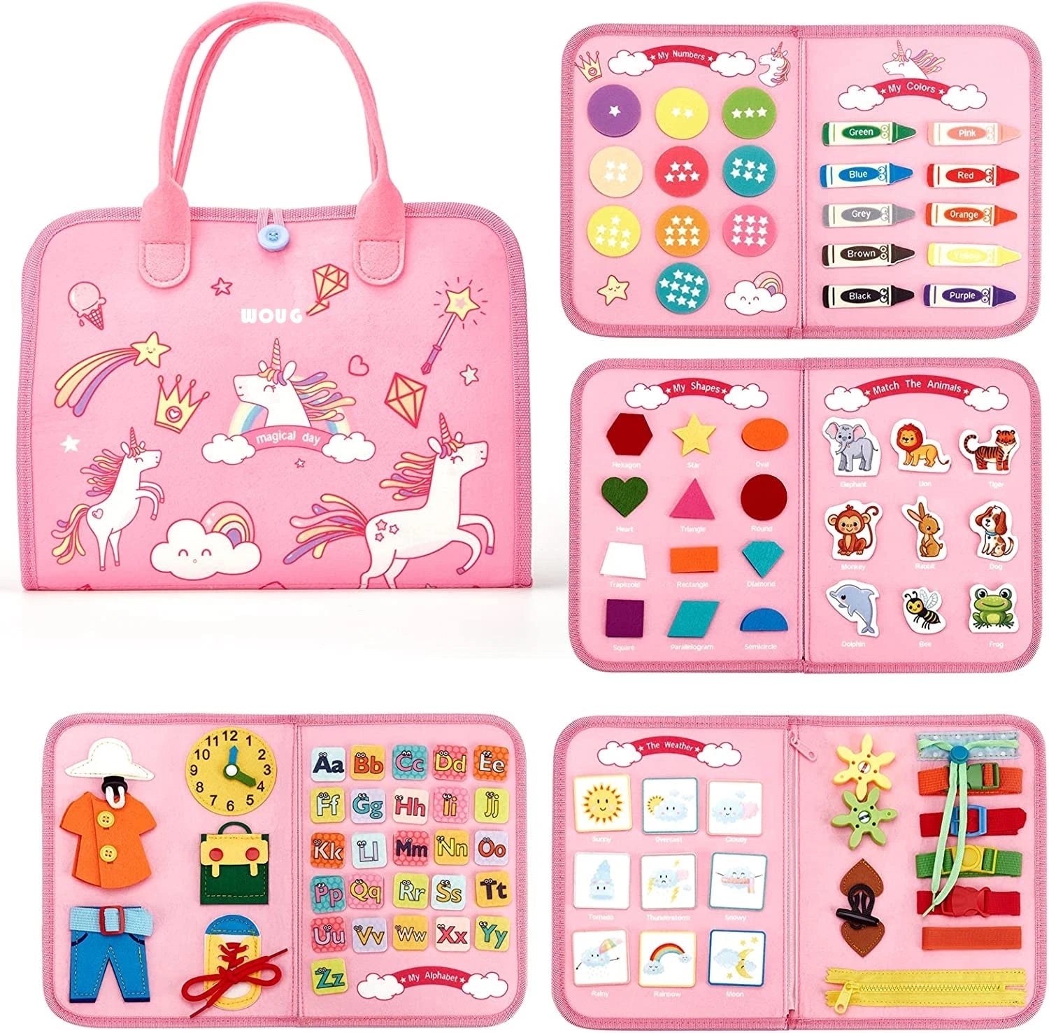 Montessori Toddler Busy Board Educational Activity for Basic Dress Motor Skills Baby Learning Toys for Travel - Slobuy