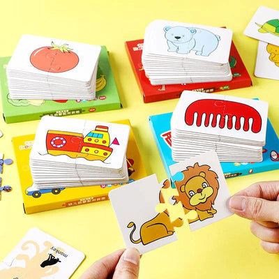 Montessori Toddler Puzzle Cards Toys For Kids 2 Years Jigsaw Matching Game Education Toys Cartoon Shape Cognitive Training Gift - Slobuy