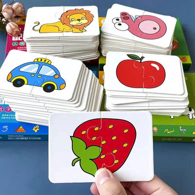 Montessori Toddler Puzzle Cards Toys For Kids 2 Years Jigsaw Matching Game Education Toys Cartoon Shape Cognitive Training Gift - Slobuy