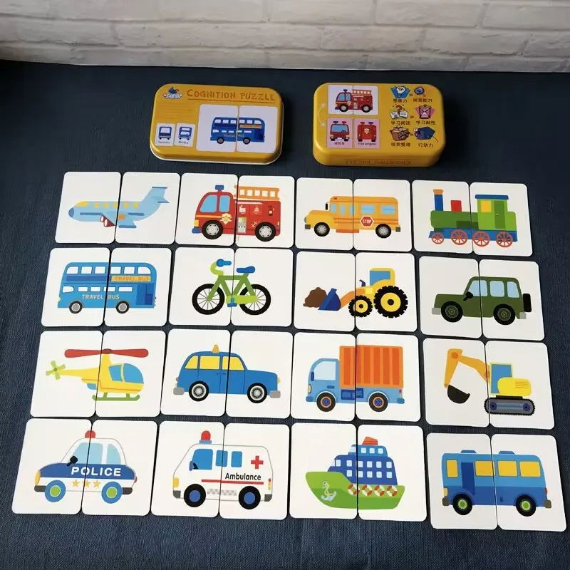 Montessori Toddler Puzzle Cards Toys For Kids 2 Years Jigsaw Matching Game Education Toys Cartoon Shape Cognitive Training Gift - Slobuy