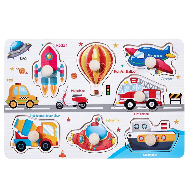 Montessori Toddler Puzzle Cards Toys For Kids 2 Years Jigsaw Matching Game Education Toys Cartoon Shape Cognitive Training Gift - Slobuy