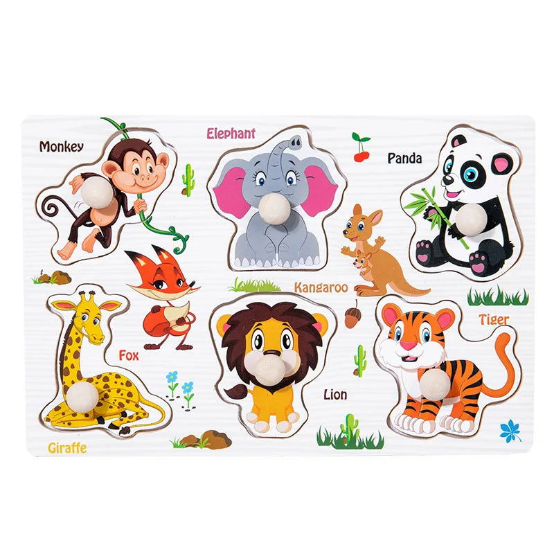 Montessori Toddler Puzzle Cards Toys For Kids 2 Years Jigsaw Matching Game Education Toys Cartoon Shape Cognitive Training Gift - Slobuy