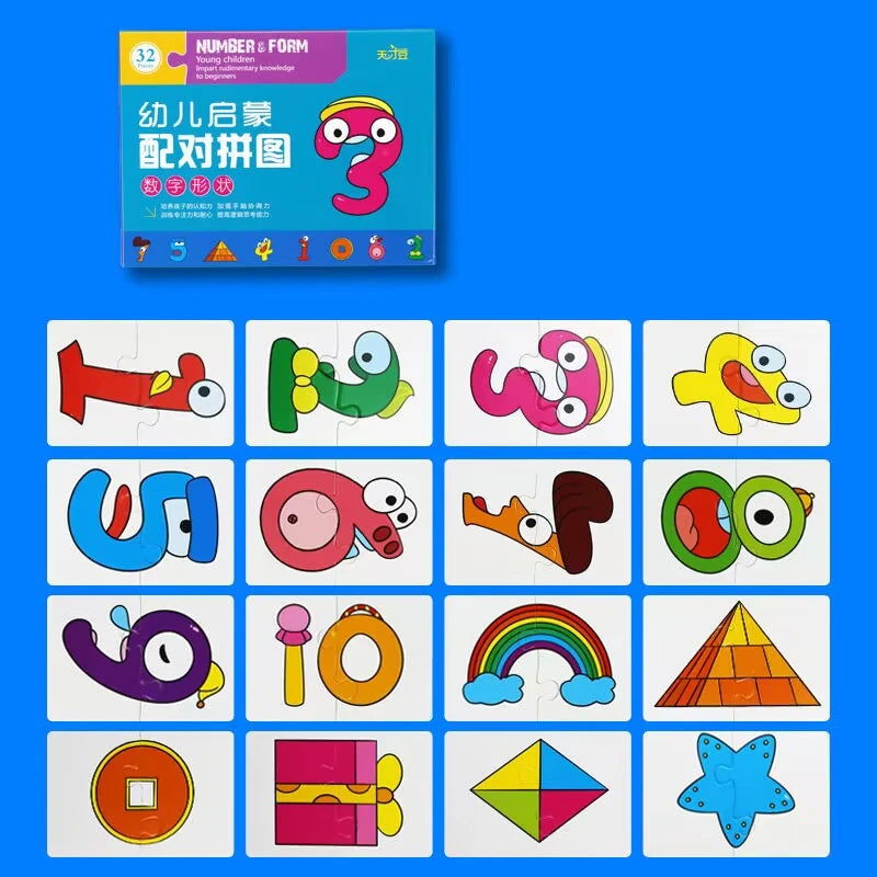 Montessori Toddler Puzzle Cards Toys For Kids 2 Years Jigsaw Matching Game Education Toys Cartoon Shape Cognitive Training Gift - Slobuy
