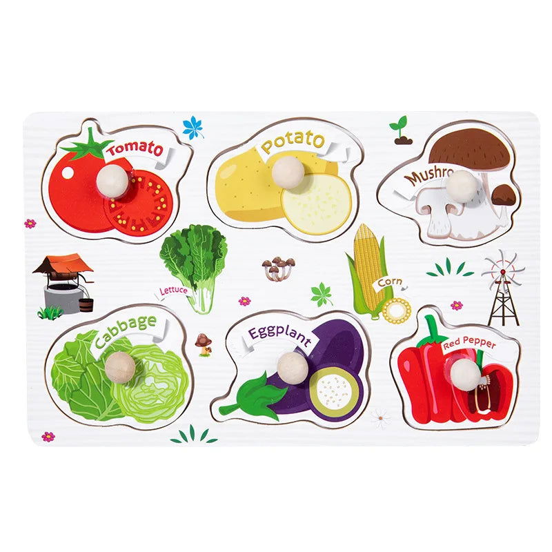 Montessori Toddler Puzzle Cards Toys For Kids 2 Years Jigsaw Matching Game Education Toys Cartoon Shape Cognitive Training Gift - Slobuy