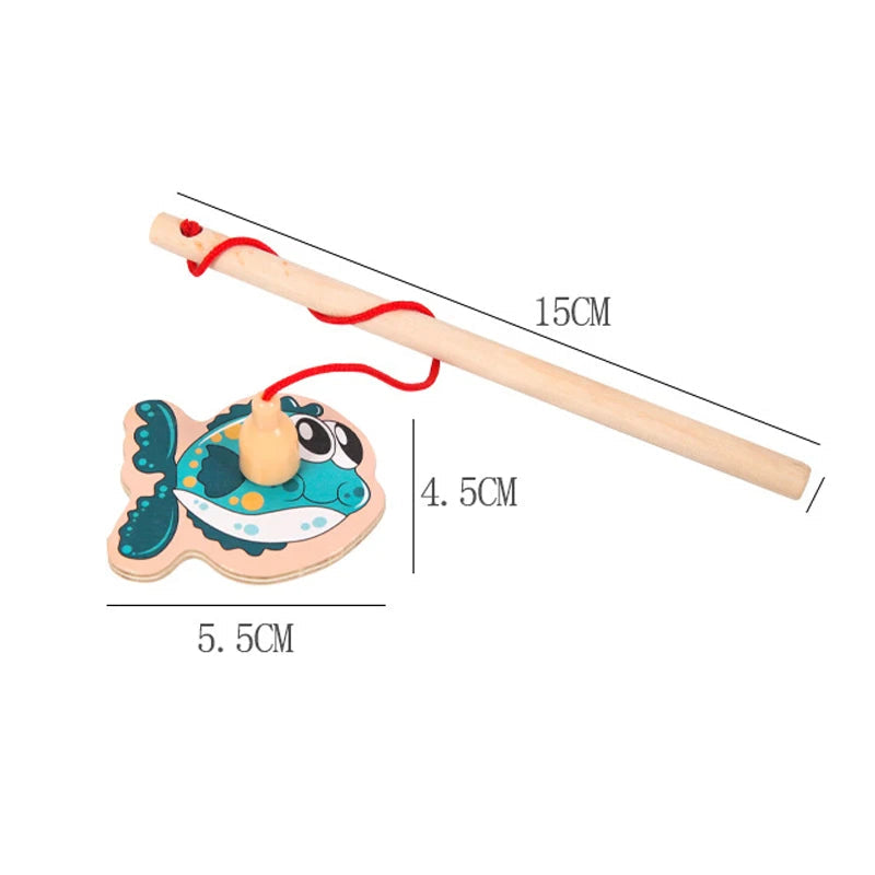 Montessori Wooden Fishing Toys For Children Magnetic Marine Life Cognition Fish Games Parent-Child Interactive Educational Toy - Slobuy