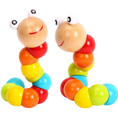 Montessori Wooden Toys Baby's Adorable Caterpillar Puppet Bright Color Kids Early Education Learning Toy for Boy Girl Gifts - Slobuy