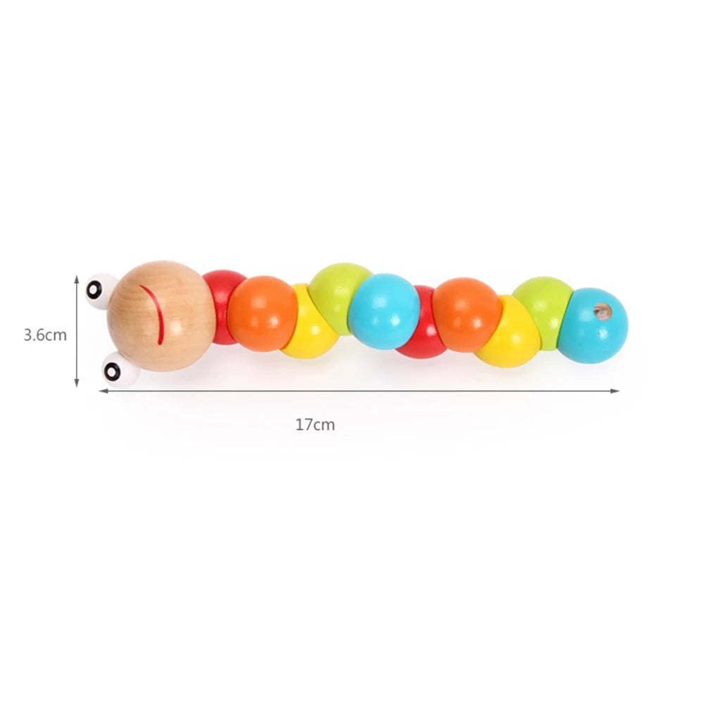 Montessori Wooden Toys Baby's Adorable Caterpillar Puppet Bright Color Kids Early Education Learning Toy for Boy Girl Gifts - Slobuy
