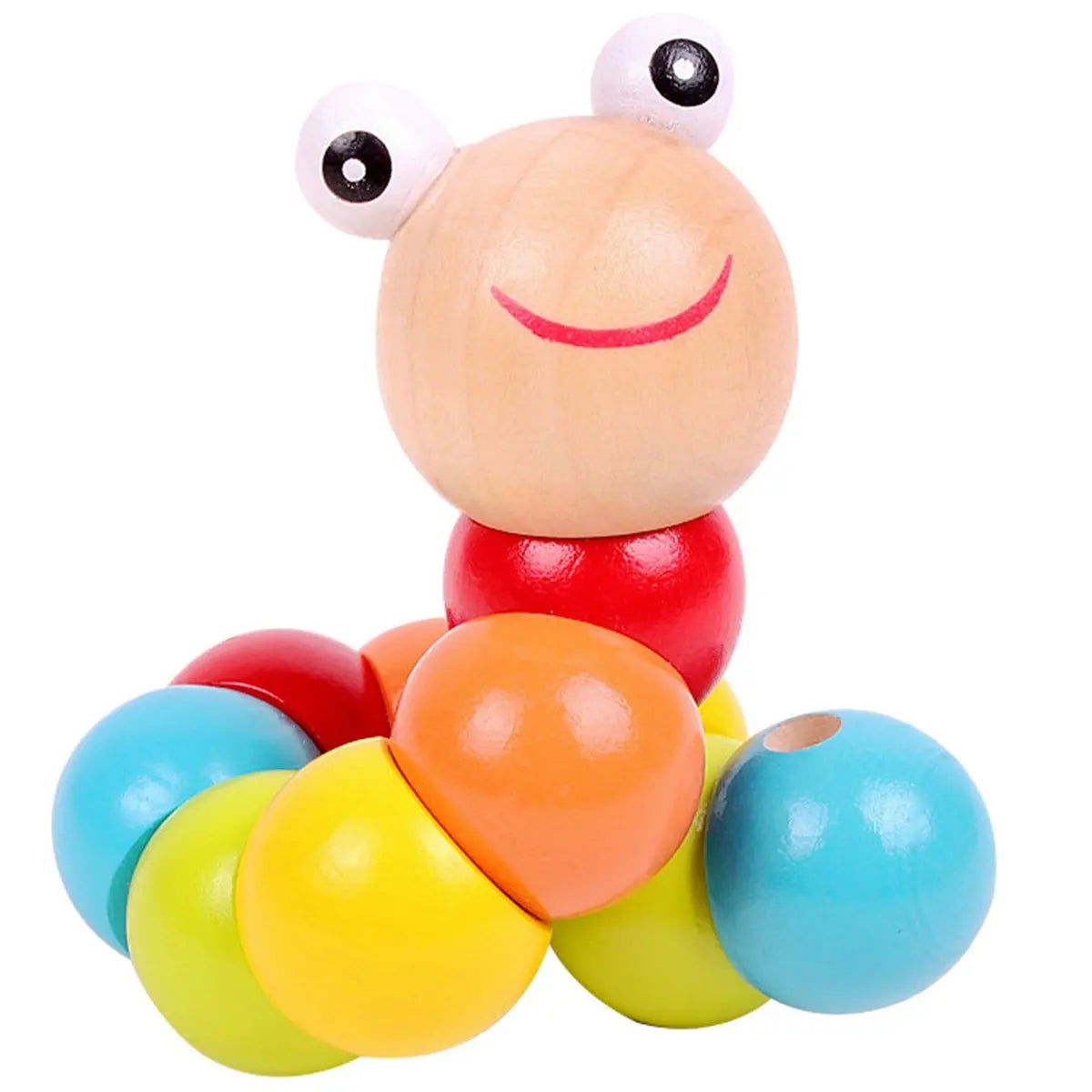 Montessori Wooden Toys Baby's Adorable Caterpillar Puppet Bright Color Kids Early Education Learning Toy for Boy Girl Gifts - Slobuy