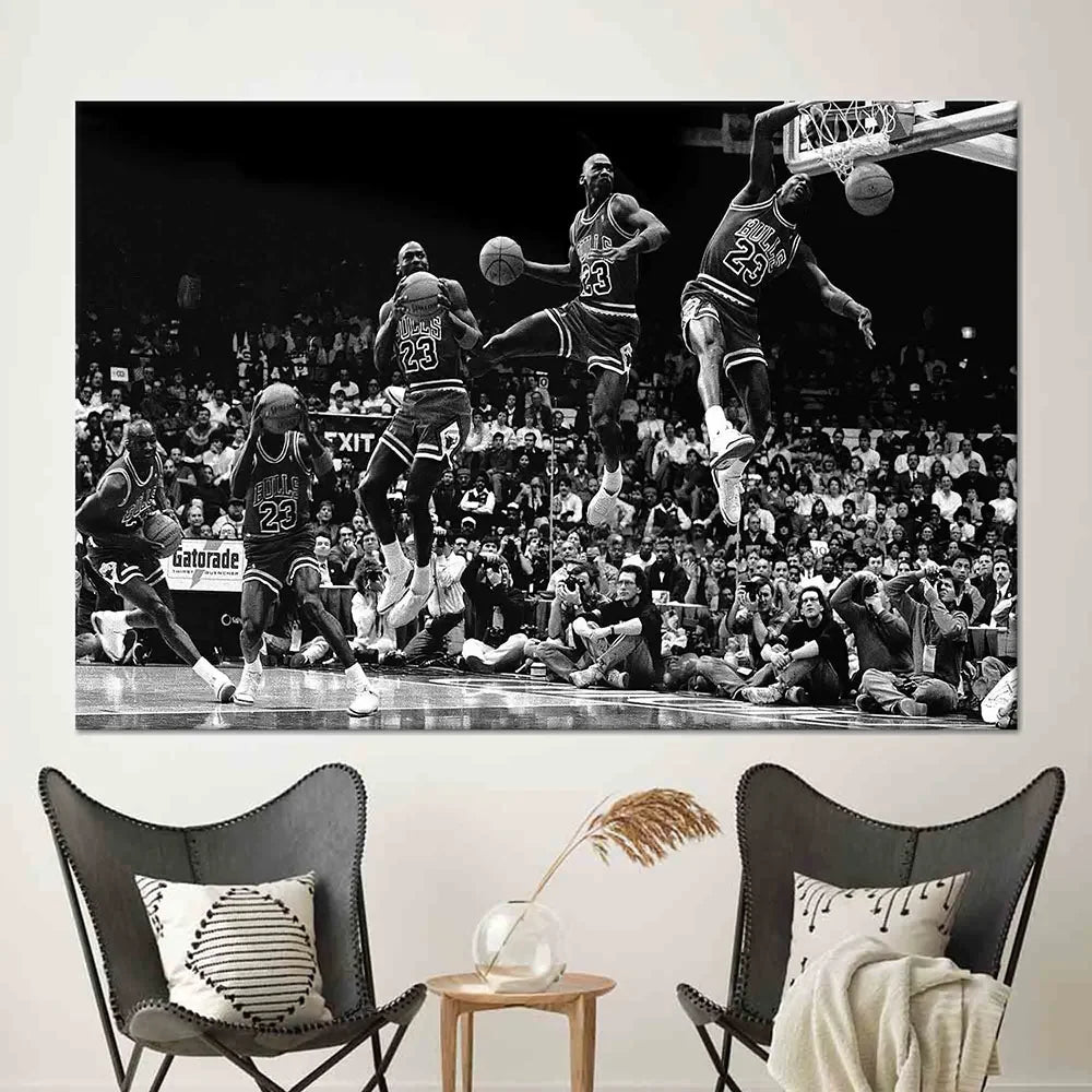 Motivational Quote and Basketball Sport Star Posters Retro Canvas Wall Art for Living Room Decor Perfect for Sports Fans - Slobuy