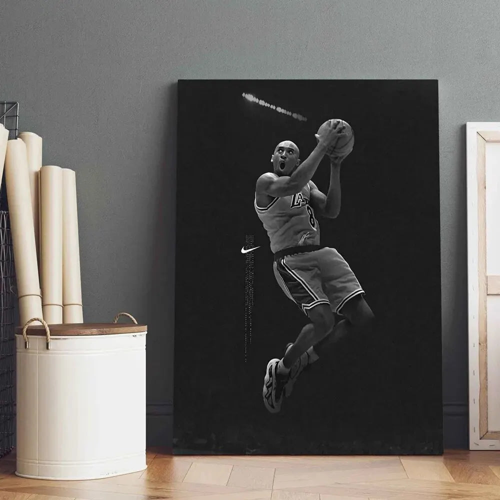 Motivational Quote and Basketball Sport Star Posters Retro Canvas Wall Art for Living Room Decor Perfect for Sports Fans - Slobuy