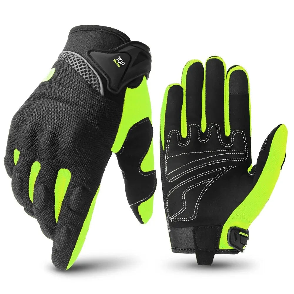 Motorbike Breathable Racing Glove Motorcycle Full Finger Gloves Motocross Motorbike Breath Mesh Touch Screen Racing Glove - Slobuy